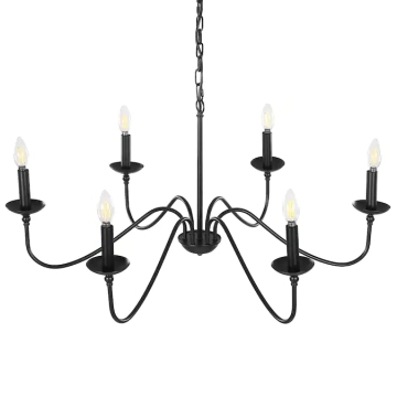 6-Light Classic Black Farmhouse Chandelier Metal E12 Φως