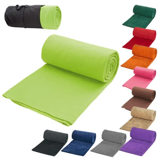 High quality custom Warm and comfort fluffy portable travel blanket polar fleece throw blanket