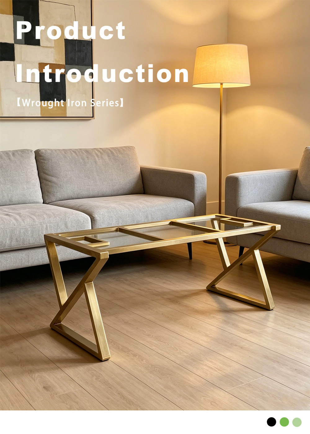 Triangular geometric wrought iron coffee table frame X