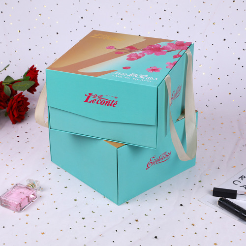 Luxury Cosmetic Packaging Magnet Box with Ribbon Handle