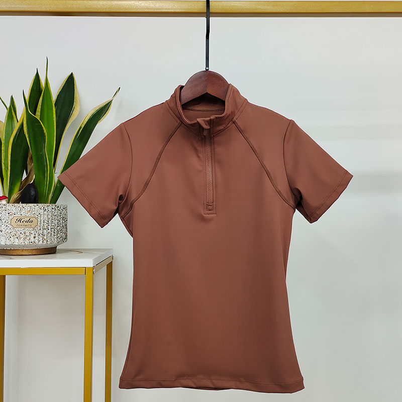 Nueva camisa de ropa ecuestre para mujeres de 12 colores con cremallera