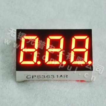 0.36 Inch Common Cathode Ultra Bright Red Three-digit 7 Segment LED Display
