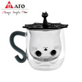 Черная кошачья форма боросиликата стеклянная чайная чашка кофейня