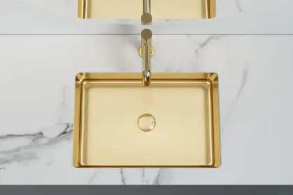 Handmade Stainless Steel PVD Gold Bathroom Sink