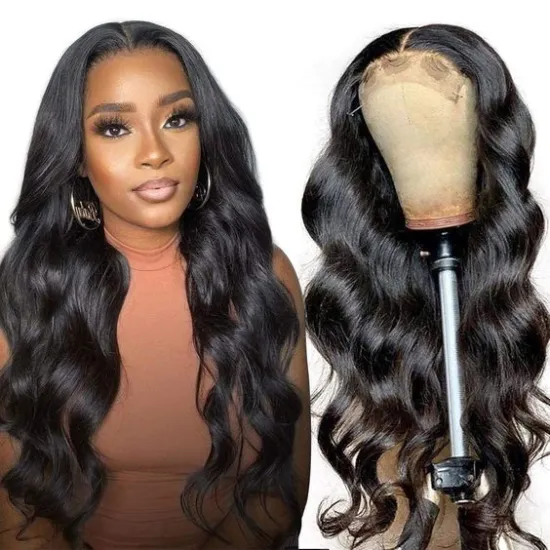 13*4 Body Wave Glueless Swiss Lace Frontal Wigs Raw Indian Human Hair Lace Wigs Virgin Cuticle Aligned Body Wave Lace Front Wig