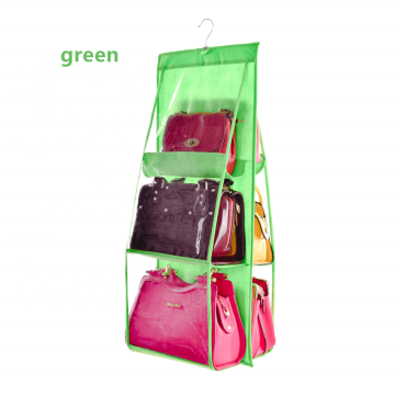 Transparent 6-Pocket Hanging Closet Handbag Organizer