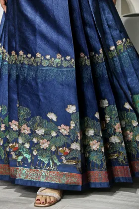 Chinese Traditional Horse Face Skirt with Lotus Embroidery