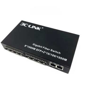 8 Port SFP Fiber Optic Switch with 2 Port Gigabit RJ45 for Enterprise Networks