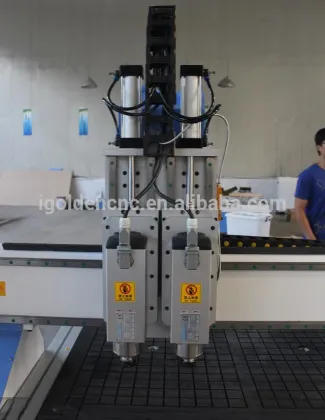 double heads Pneumatic ATC 2 heads cnc router/kitchen cabinet door cnc woodwork machine