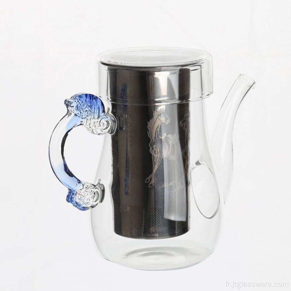 Théière à fleurs en verre borosilicaté la plus vendue