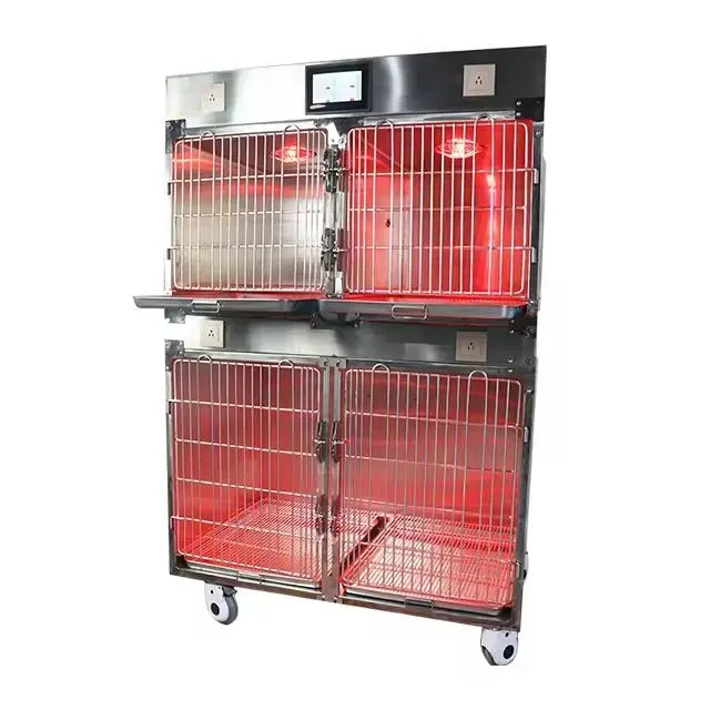 Best Quality Hospital Vet Equipment Stainless Steel 304 Animals Pet Clinic ICU Cage Oxygen Cage