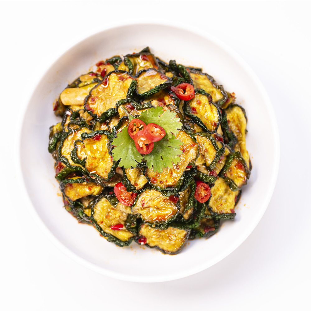 Pickled cucumber and kimchi in bags