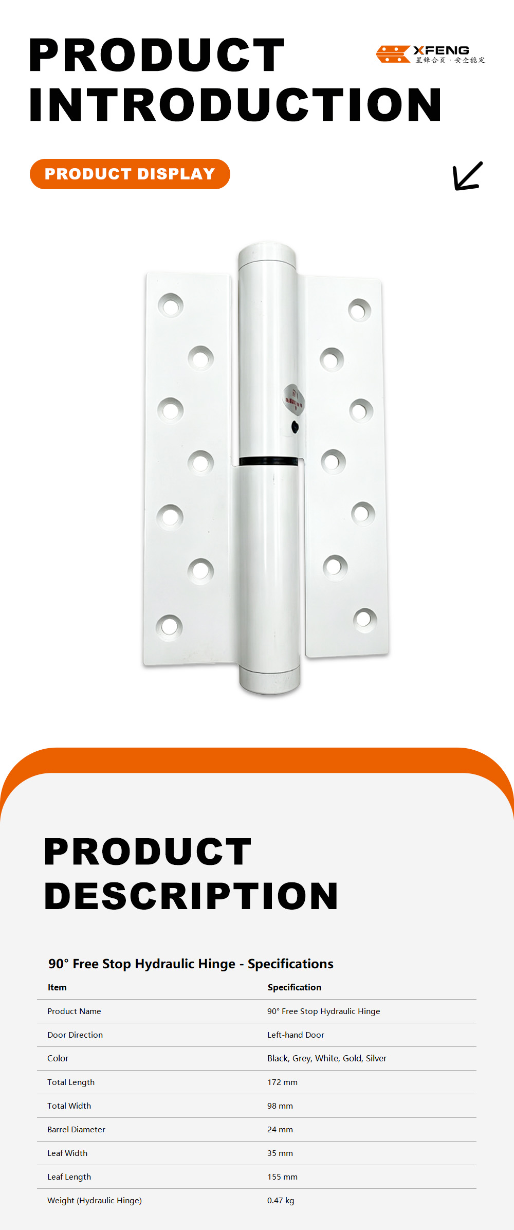 90° Non-positioning Hydraulic Hinge1