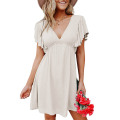 Womens V Neck Ruffle Dress