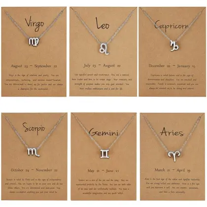 Gold Plated Zodiac Sign Necklace: A Stylish Birthday Gift and Astrology Pendant Jewelry Set
