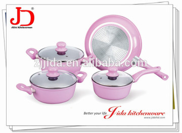 ALUMINUM CERAMIC COOKWARE SET WTIH TPR HANDLE