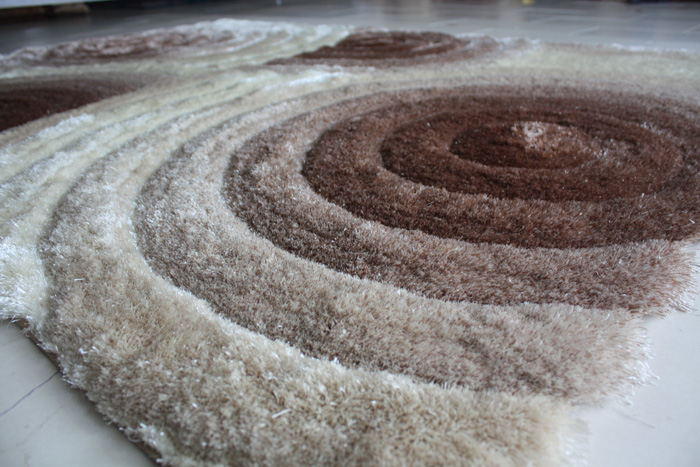Polyester Silk Shaggy 3D Beige Rug Polyester Silk Shaggy 3D Beige Rug