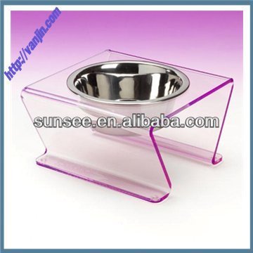 Factory directly sale acrylic dog bowl stand /novelty pet bowl holder PB- 002