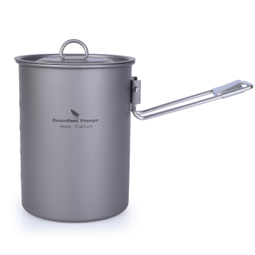 Boundless Voyage 900ml Camping Soup Pot with Folding Long Handle