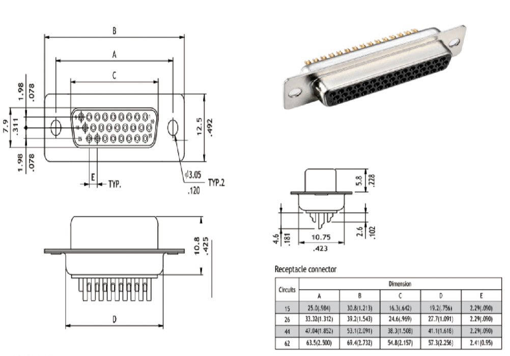 44pin DBH Female D-Sub Connector 44pin DBH Female D-Sub Connector