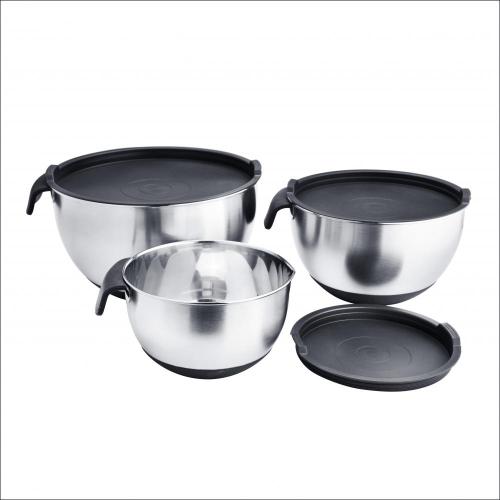 Black Stainless Steel Salad Bowl Set