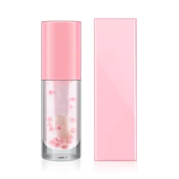 Cute Lip Care Set: Custom Packaging Bottle of Caviar Essence Glitter Lip Gloss Oil, Private Label Lip Balm Kit & Pink Clear Brush