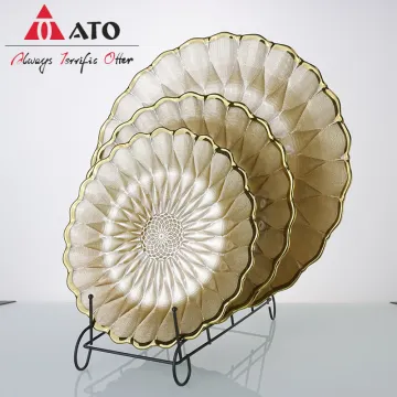Gold sunflower decorative plate hotel decorative plate