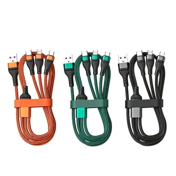 Universal 100W 6A USB Data Charger Cable - 3in 1 Fast Charging Cable for iPhone, OPPO, Oneplus, Samsung
