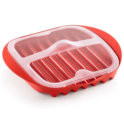 Custom Food Grade PP Material Bacon Microwave Cooker with Lid