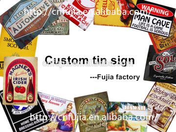 Wholesale high quality custom made decorative vintage metal tin sign hanging wall sign
