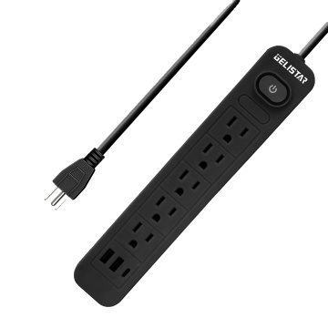 US Standard Multifunction Power Strip with 5 Outlets, 2 USB, and Type-C