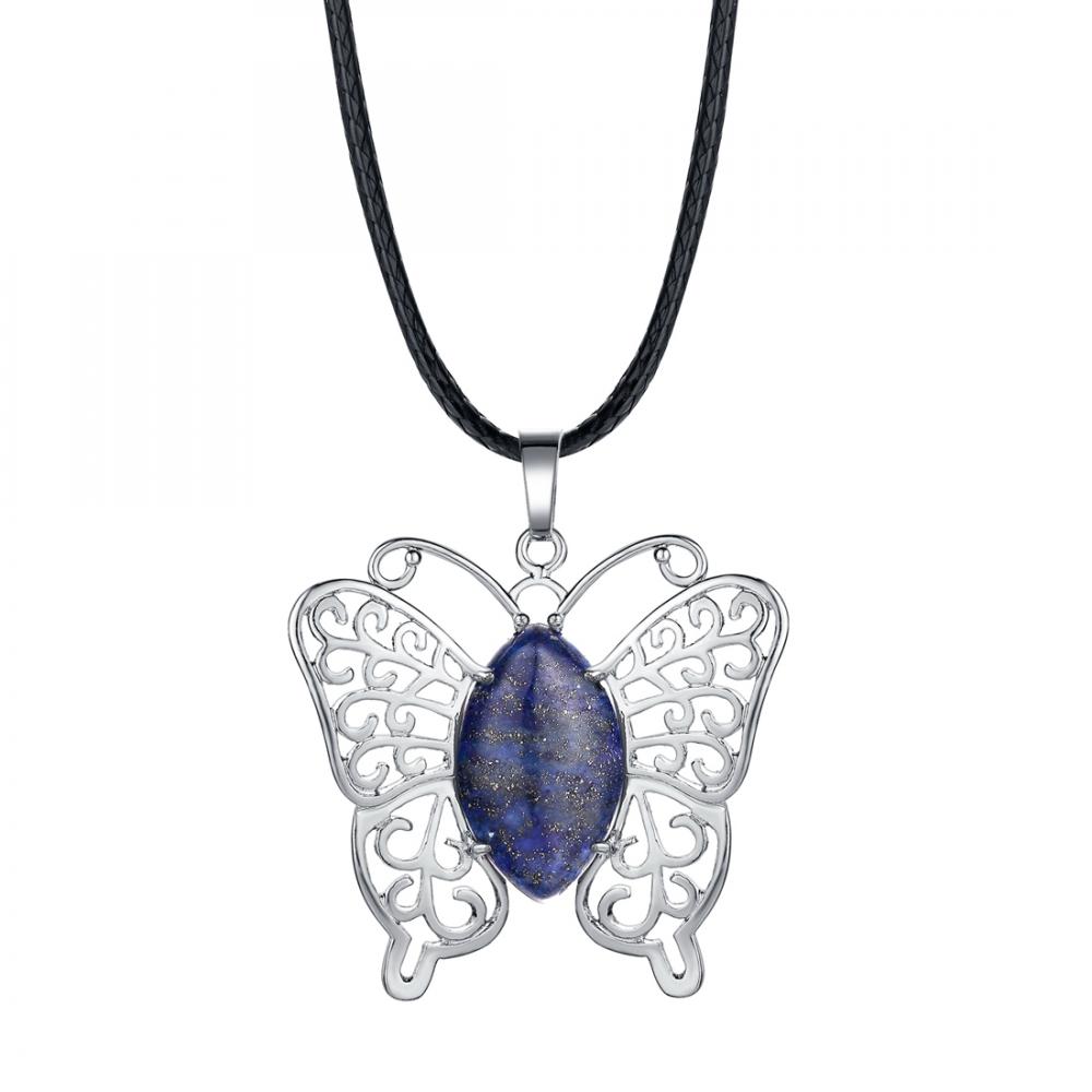 Бабочка Драгоценный Камень Ожерелье Для Женщин Девушки Красивые Животные Кристалл Ожерелья Ювелирные Изделия