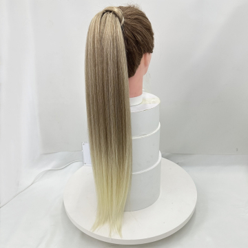 Vivian 24-26 Inch Wrap Around Rainbow Ponytail with Elastic Tie Band and Fluffy Customization in Platinum