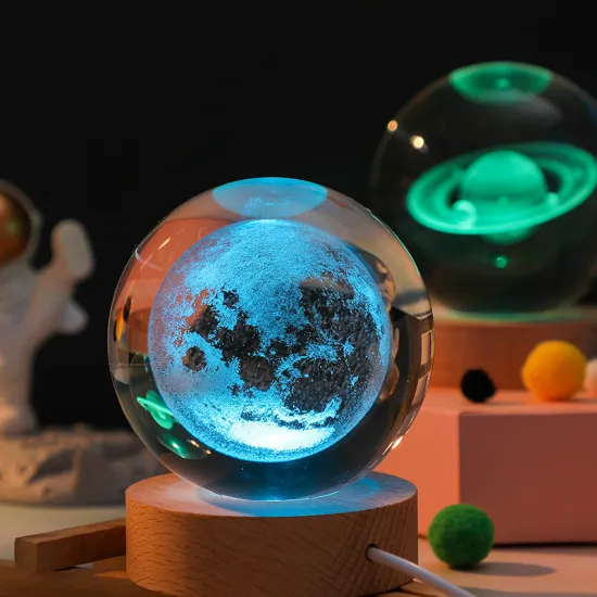 3D Crystal Planet Laser Engraved Solar System Globe