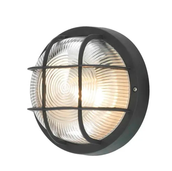 Black wall lamp for outdoor use