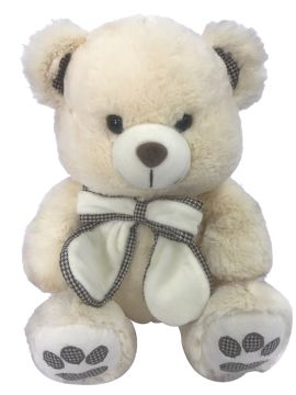 Plush Teddy Bear White With Bow