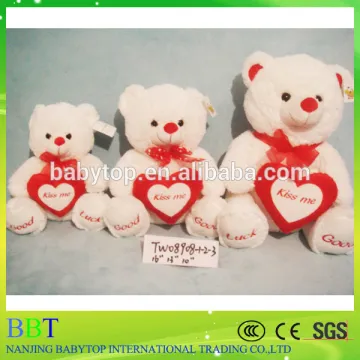Hot sale plush teddy bear wholesale, valentines day bears with red heart best gift for girls