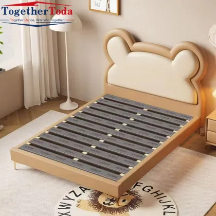 Soft Leather Bed with Adorable Bear Design