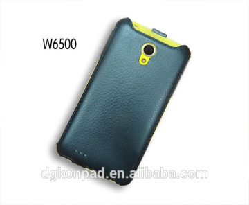 Fancy leather down flip case cover for philips xenium w6610