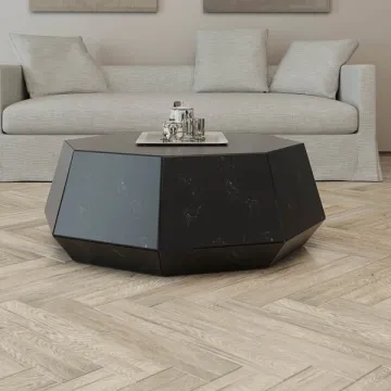 Modern Octagon Furniture Marble Glass Coffee Table