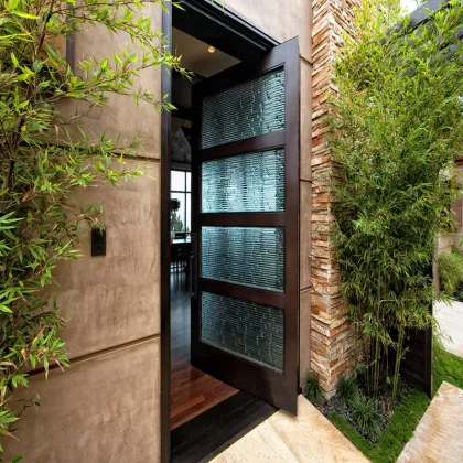 Pivot Entry Door with Frosted Glass Side Lite