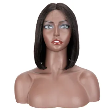 Rebecca fashion 10 inches Short Bob For Black Women With Middle Part  Brazilian Straight Hair Lace Front Wig Human Hair Wigs
