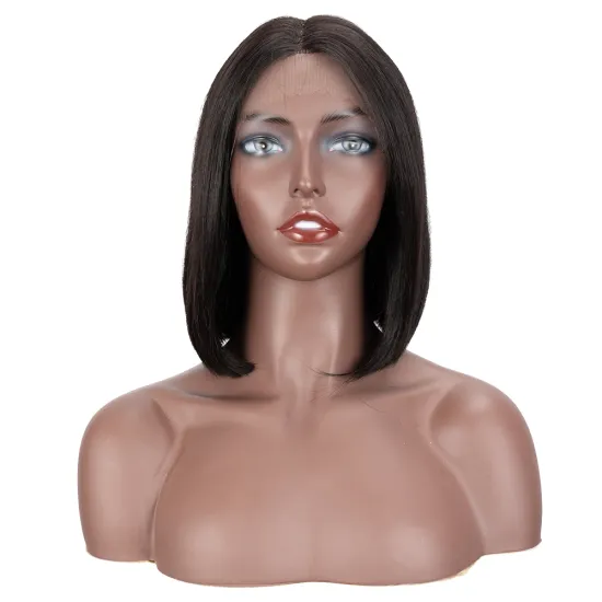 Rebecca fashion 10 inches Short Bob For Black Women With Middle Part  Brazilian Straight Hair Lace Front Wig Human Hair Wigs