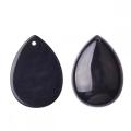 Natural Black Onyx 28x35MM Waterdrop Pendant Necklace with 45CM Silver Chain