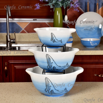 Ocean Dolphin design dinner wholesale ceramic dinnerware