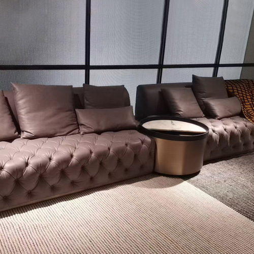 Sofa Kulit Penuh Minimalis Moden Dengan Storan