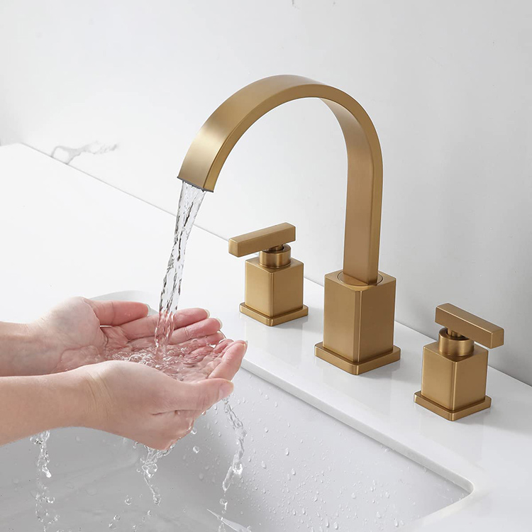 High End Brass Gold Bathroom Fixtures Sink Faucet