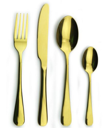 Gold plated cutlery, gold cutlery set, wholesale gold flatware