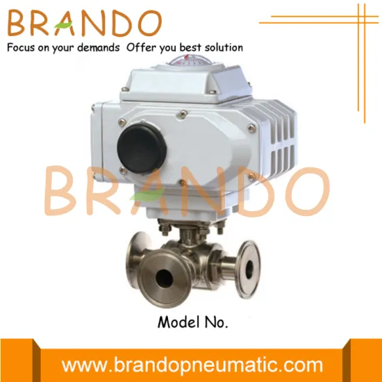Sanitary Tri-Clamp Electric Actuator 3 Way Ball Valve