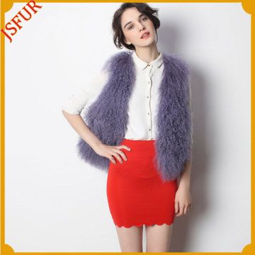 Top Quality Elegant Women Mongolian Genuine Fur Waistcoat